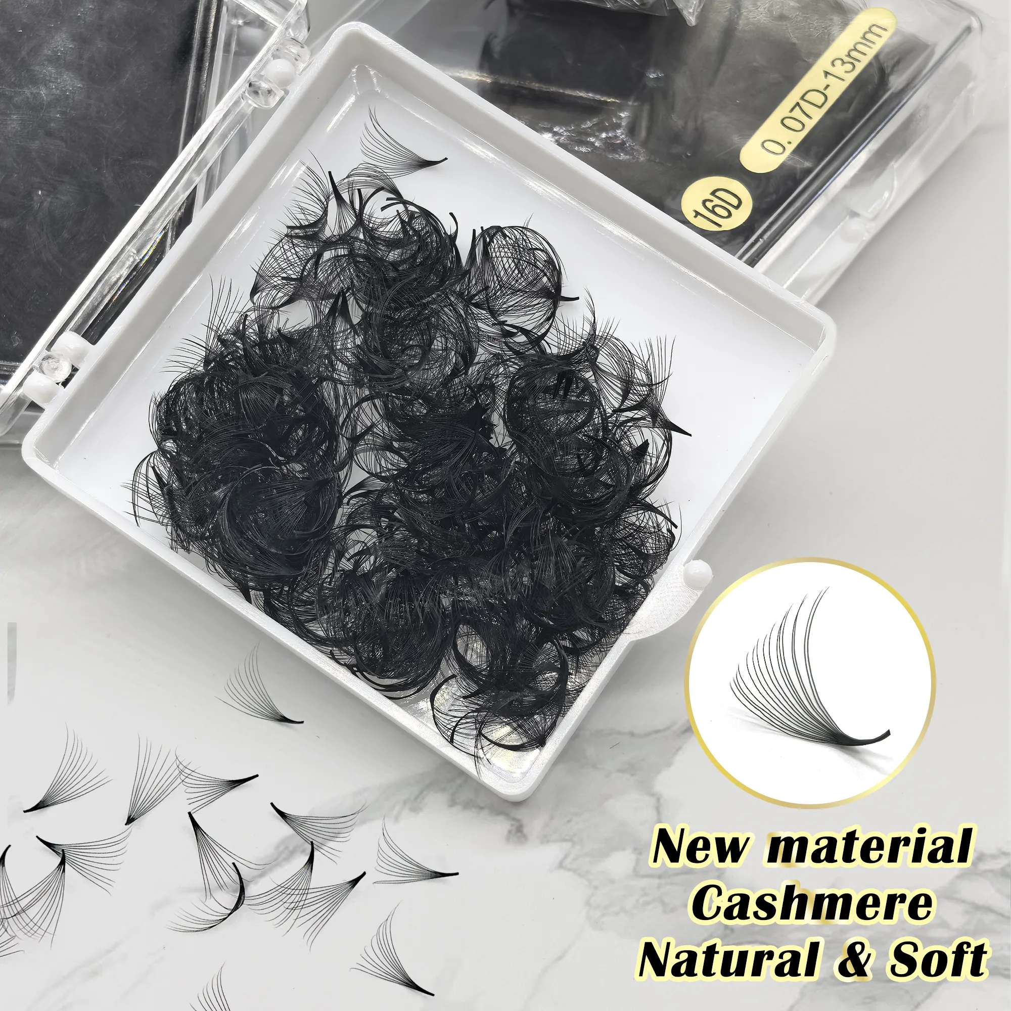 Tbestt Sharp Thin Pointy Base Premade Fans Lashes 5D 6D 8D 10D 12D Middle Stem Russian Volume Fans Eyelash Extensions — image 4