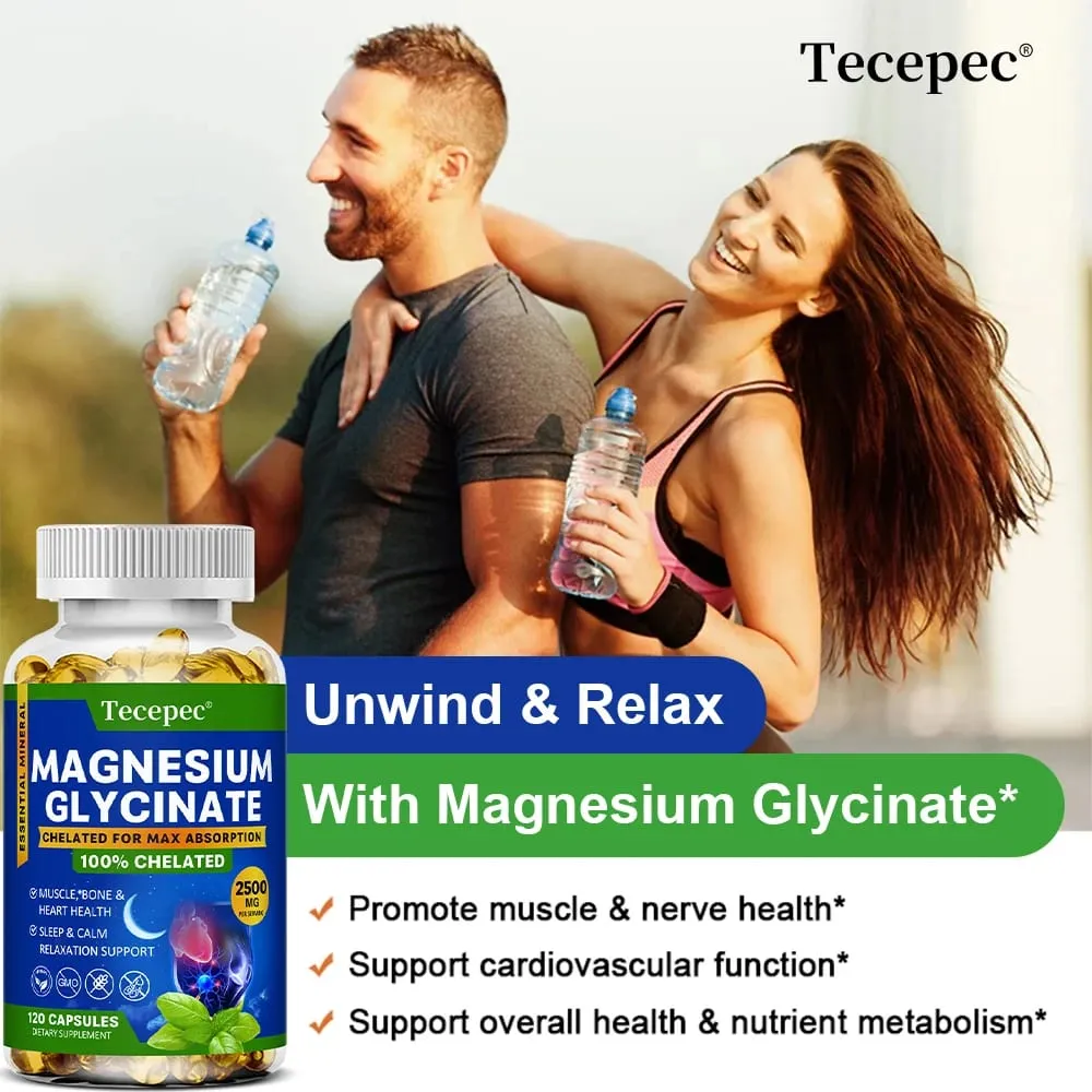 Suplemen Magnesium Glycinate Sangat Diserap Menyokong Relaksasi Otot dan Pemulihan Ketersediaan Bio Maksimum 120 Kapsul — image 4