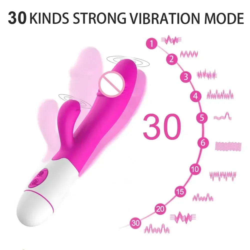 Vibromasseur lapin gode puissant double Vibration point G Stimulation du Clitoris masturbateurs masseur Vaginal adulte pour femmes jouets sexuels — image 2