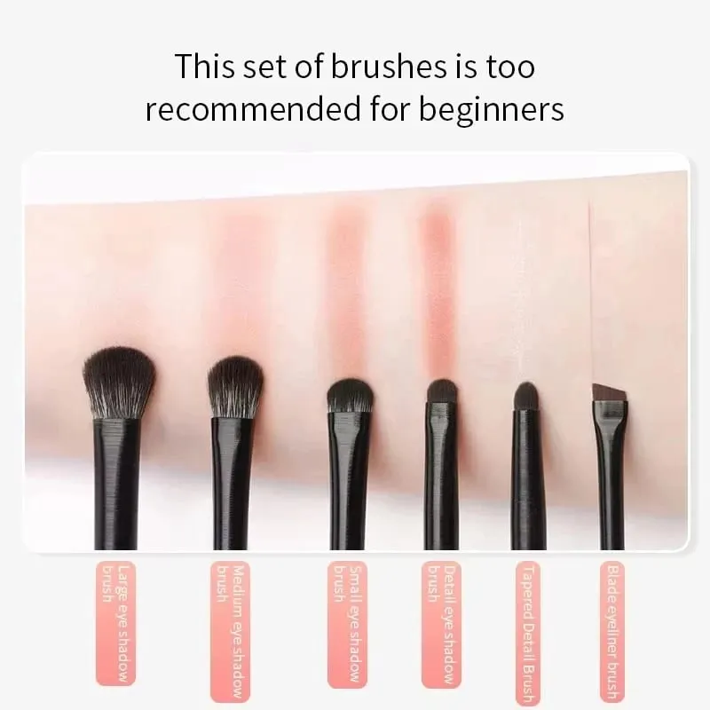 6 pezzi pennelli per trucco occhi naturali set pennello per ombretto contorno sopracciglia pennello per eyeliner occhi cosmetici per miscelazione dettagli strumenti per il trucco — image 4