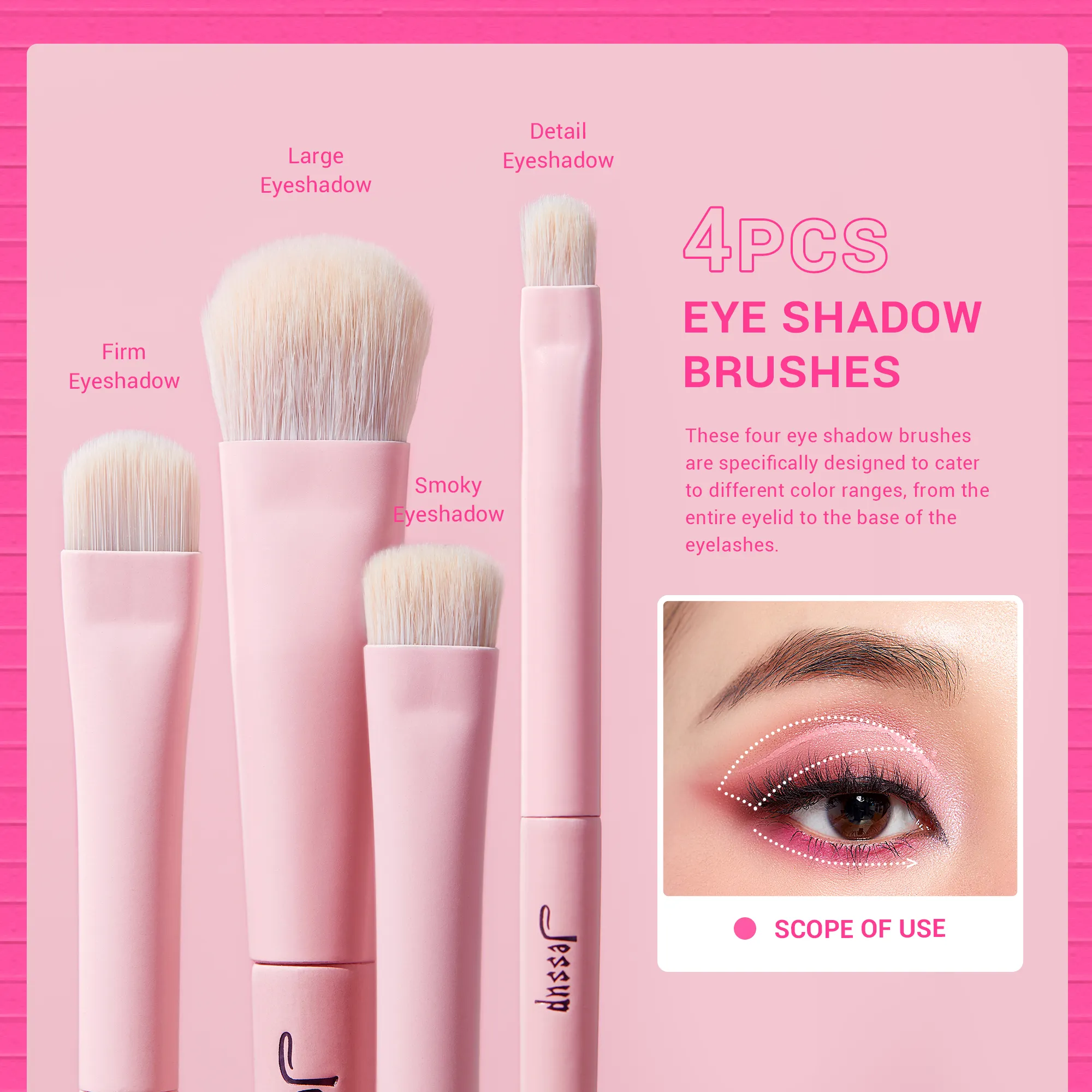 Set Berus Pembayang Mata Jessup Berus Mekap Mata Merah Jambu Berus Penyamar Pelapik Pembayang Mata Vegan Premium Berus Campuran untuk Mekap T496 — image 4