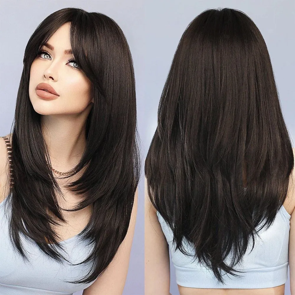 Extensions de cheveux synthétiques invisibles à Clip, Extensions capillaires courtes et lisses de Type U pour femmes, postiche demi-perruque féminine — image 2