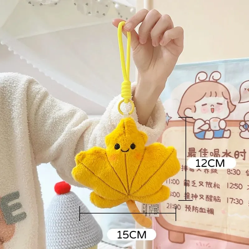 Smiling Face Maple Ginkgo Leaf Plush Pillow Stuffed Kawaii Plant Cushion Sofa Chair Decoration Gift — image 12