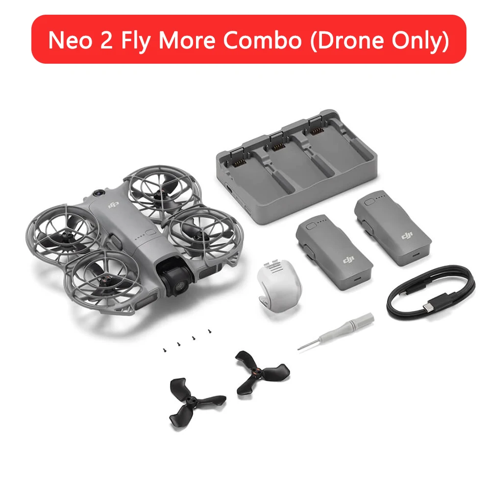 DJI Neo 2 4K Drones With a Camera Drone 4k Professional Palm Takeoff & Landing Gesture Control Smooth Reliable Tracking 12m/s Faster Tracking Speed Lightweight Foldable Mini Drone All-Around Safety & Flexible Flight With 3 Batteries