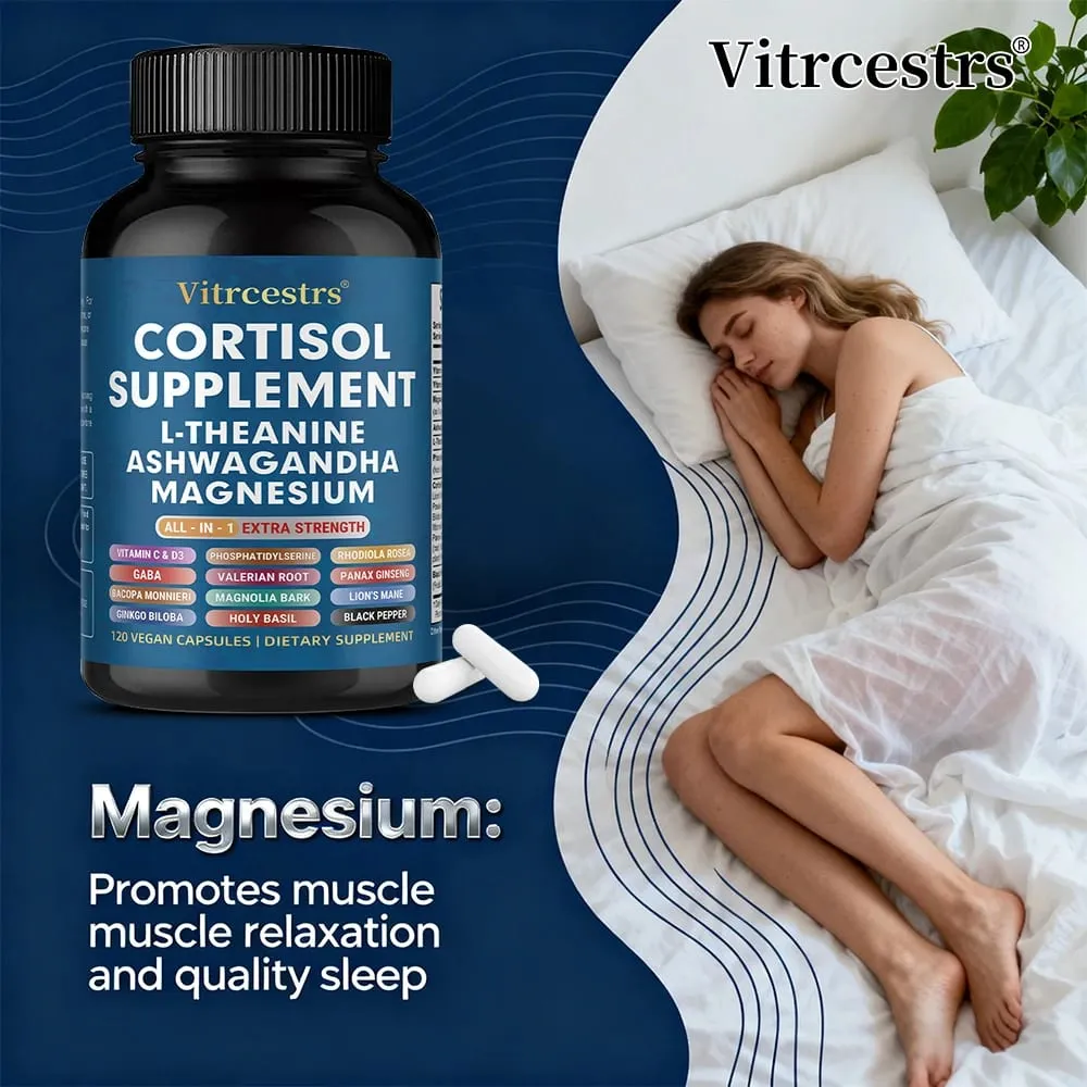 Cortisol Support Supplement - Magnesium Supports Stress Relief Calm Mood Relaxation Restful Sleep Focus & Adrenal Health — image 4