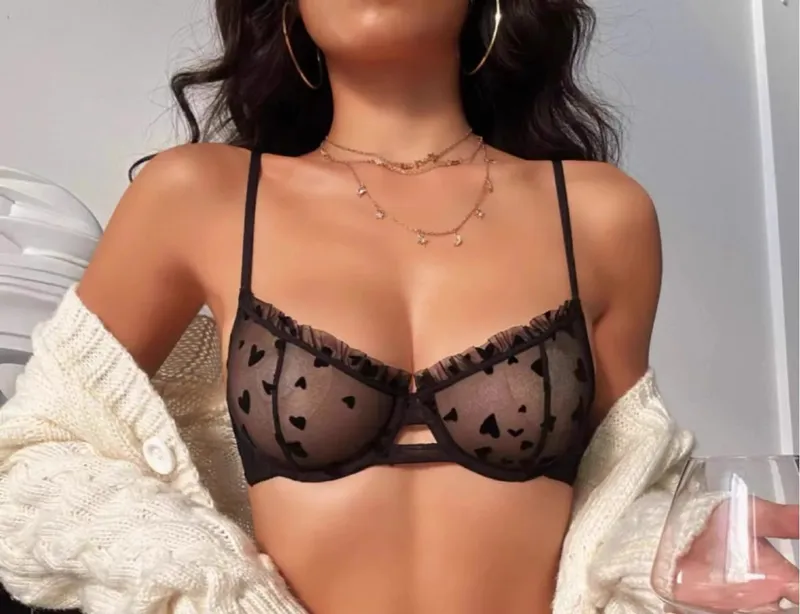 Sexy kabelloses Bralette-Set, französisches Design, Unterstützung für große Brust, Minimizer, Spitzenunterwäsche für Damen, verhindert schlaffe BHs und Höschen