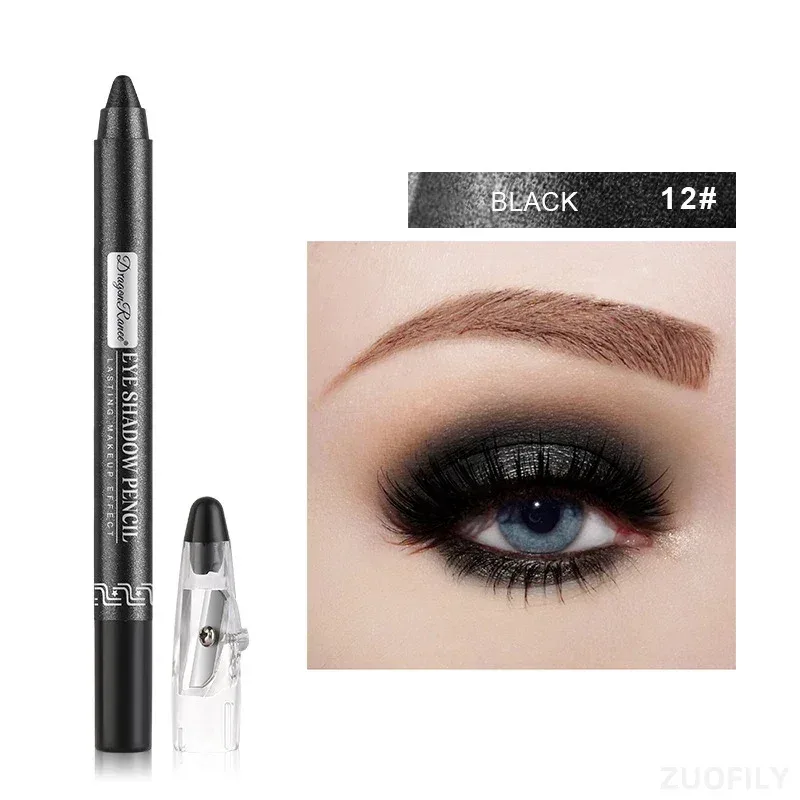 12 cores glitter caneta sombra de longa duração fosco sombra paleta brilhante iluminador prata roxo delineador lápis cosméticos — image 17