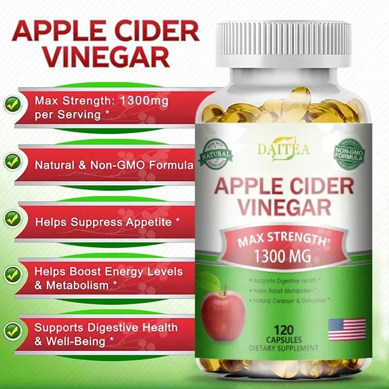 Daitea apple cider vinegar capsules support obesity-prone body management burn fat and inhibit fat accumulation — image 1