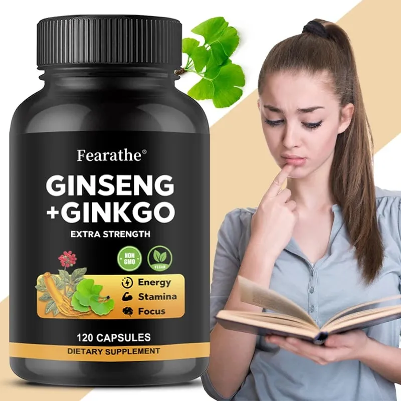 Panax Ginseng + Ginkgo Biloba Complex Capsules - Traditionally Used to Boost Energy Memory and Focus for Men and Women — image 2