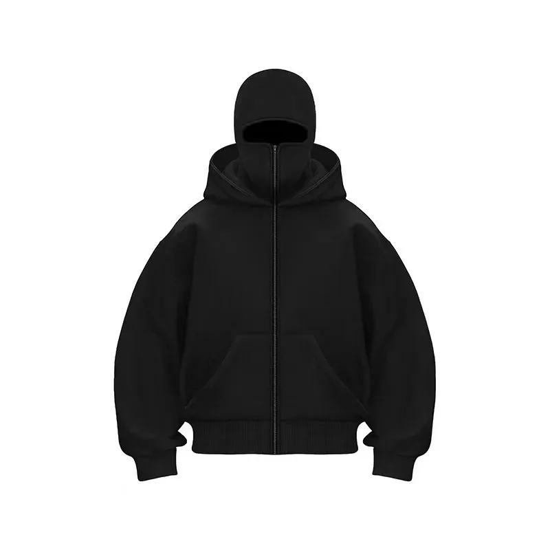 2025 Autumn Men Balaclava Y2K Gothic Harajuku Winter New Item Double Hooded Sweatshirt Men's Hooded Mask Zipper Sportswear Women