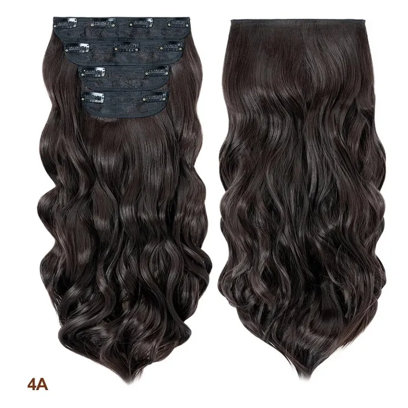4 pièces ensemble pince dans les Extensions de cheveux mettre en évidence ondulé bouclés longs postiches synthétiques pour les femmes 22 pouces 180g pinces à cheveux cheveux — image 10