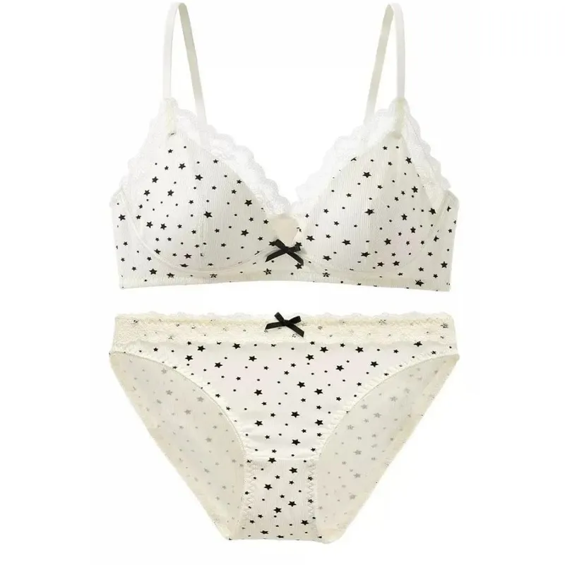 Set Bra Wanita Tanpa Berwayar Sokongan Lembut Tekan Ke Atas Untuk Payudara Kecil Mengelakkan Kendur & Tersebar Sisi Pakaian Dalam Gaya Girly Manis 32‑38 — image 6