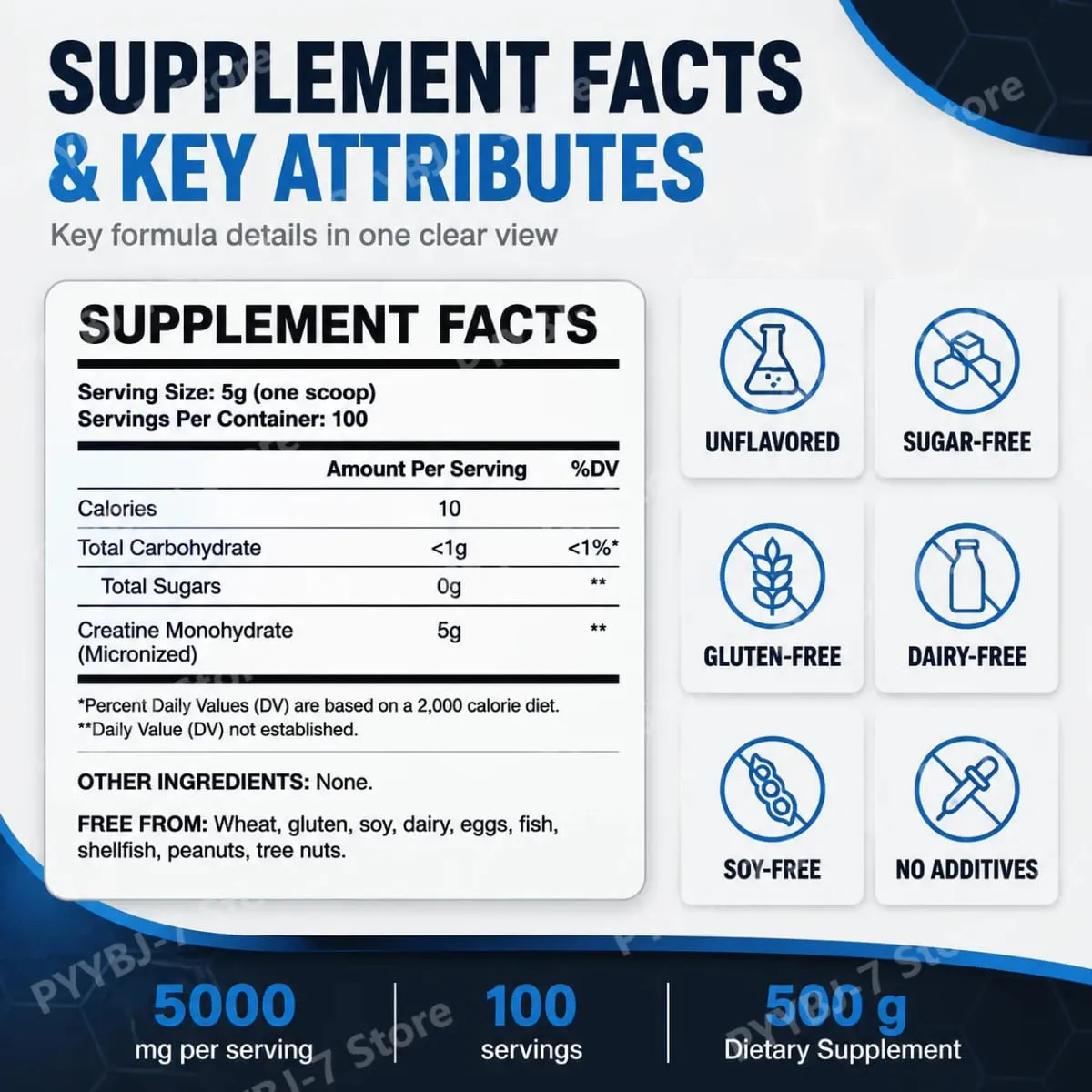 Creatina monoidrato micronizzata pura in polvere 5000 mg per porzione Integratore per il supporto delle prestazioni negli esercizi sportivi 100 porzioni