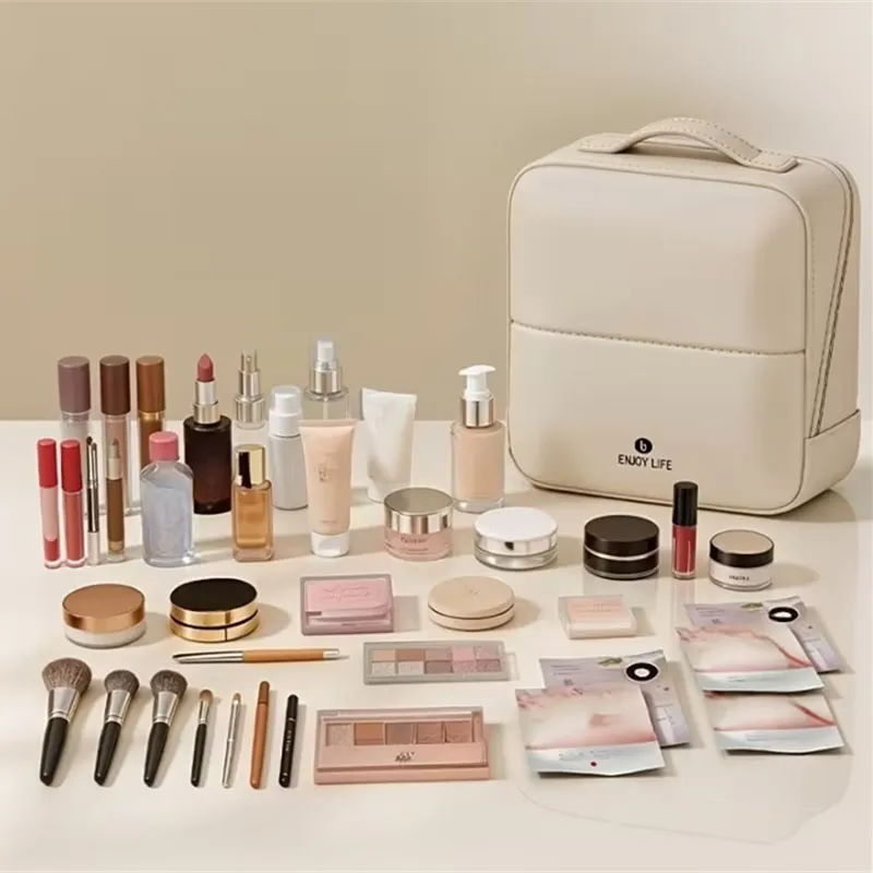 Stehende Aufbewahrungstasche für Make-up-Pinsel, PU-Leder, Kosmetiktasche mit mehreren Fächern, großes Fassungsvermögen, Organizer für Hautpflege- und Toilettenartikel — image 5