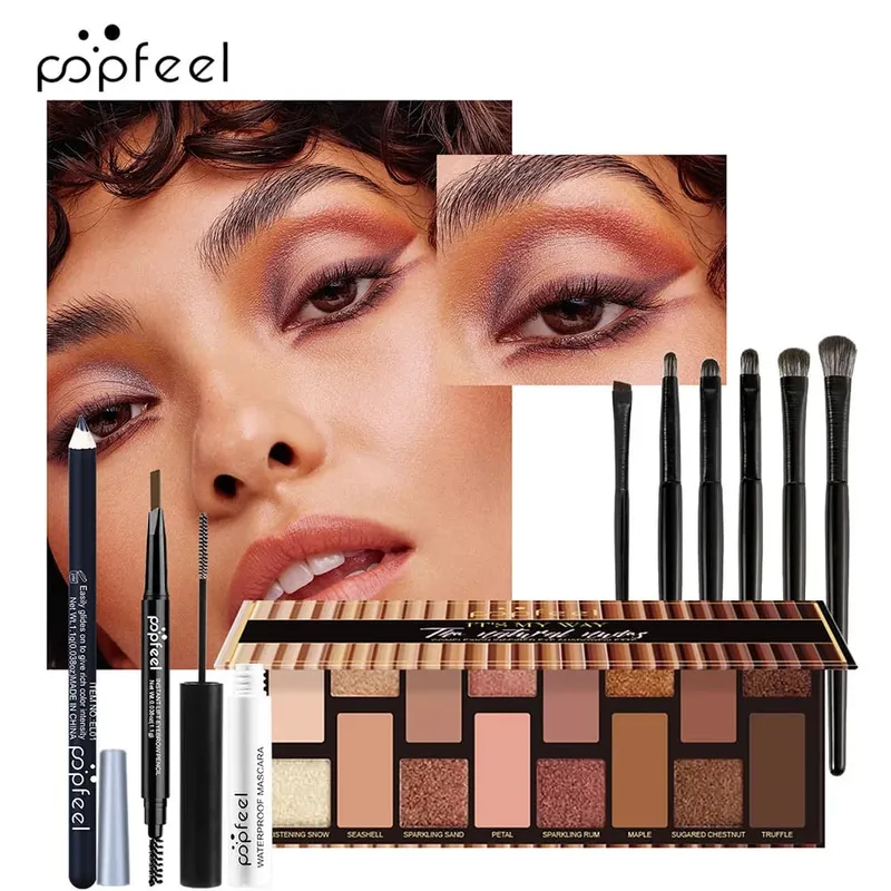Dárková sada na make-up All-in-One s paletou očních stínů Foundation Lip Gloss štětce na oční linky a další kosmetické dárky