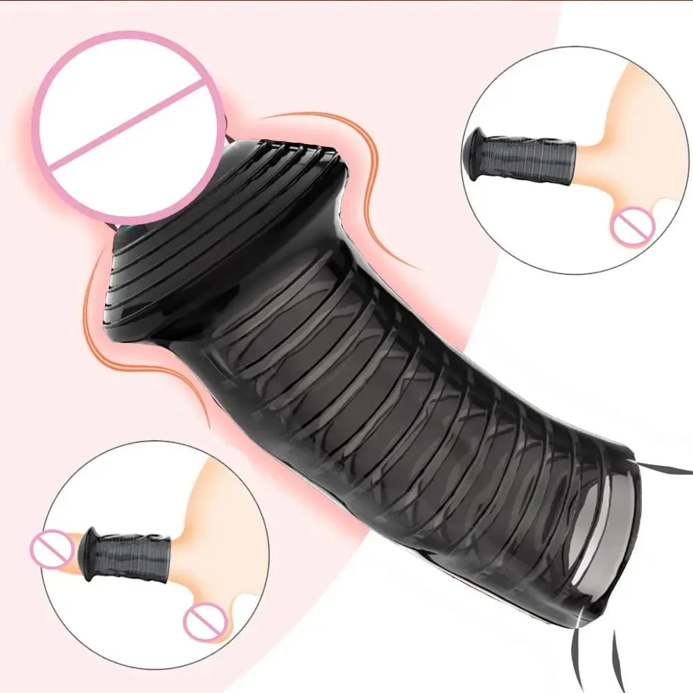 Có Thể Tái Sử Dụng Dương Vật Vòng Bao Quy Đầu Corrector Trì Hoãn Xuất Tinh Silicone Gà Trống Vòng Dick Tăng Kích Thước Nam Khiết Tịnh Lồng Đồ Chơi Tình Dục Cho Nam — image 2