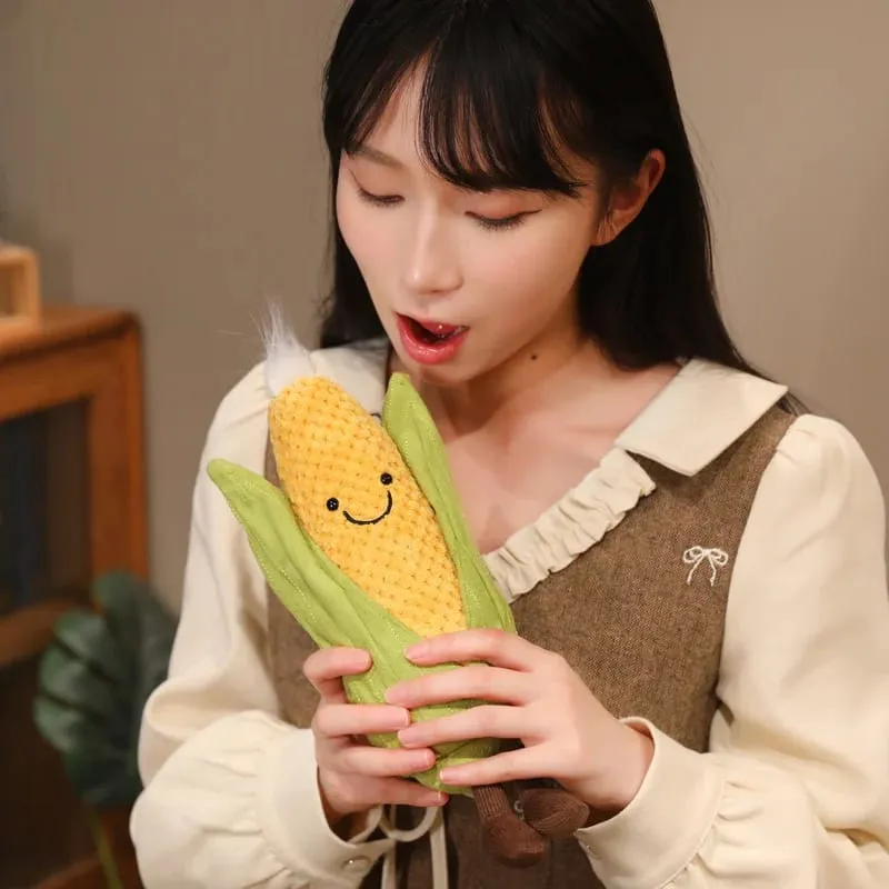 박제 휴머노이드 야채 플러시 베개 웃는 옥수수 당근 아스파라거스 인형 다리 장식 소품 선물 — image 3