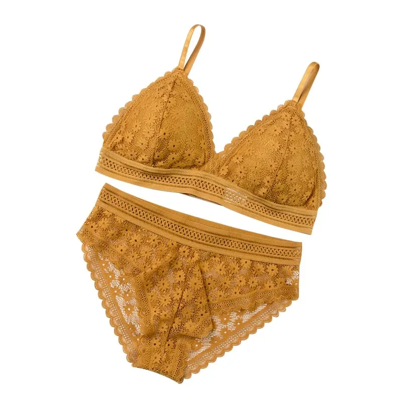 ผู้หญิงดอกไม้ลูกไม้ Bras สูทชุดชั้นในเบาะ Breathable เสื้อกั๊กเซ็กซี่ Hollow OUT Bralette บางชุดชั้นในหนึ่งขนาด — image 1
