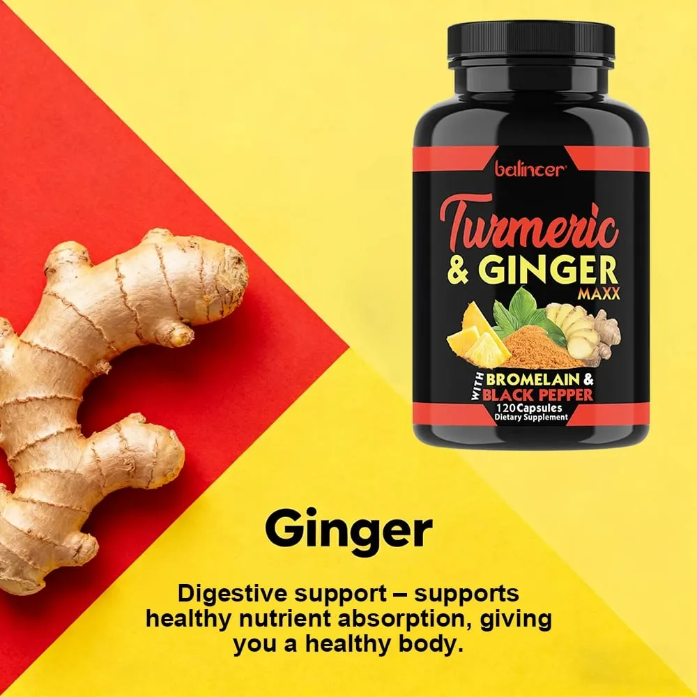 Capsules de curcumine de curcuma biologique avec gingembre, soutien des articulations, muscles, cardiovasculaire, cognitif, digestif et bien-être immunitaire — image 6