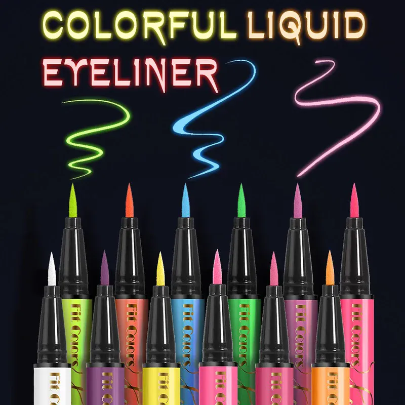 Pena Eyeliner Cair Cahaya Neon UV Tahan Air Cat Warna Wajah Neon Warna-warni Riasan Mata Panggung Seni Pesta Natal Halloween — image 4