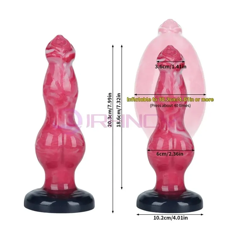 Dog Knot anální dilda nafukovací Buttplug max 11cm obrovský anální dilatační kolík sexuální hračky pro ženy muži BDSM G-Spot masáž prostaty — image 12