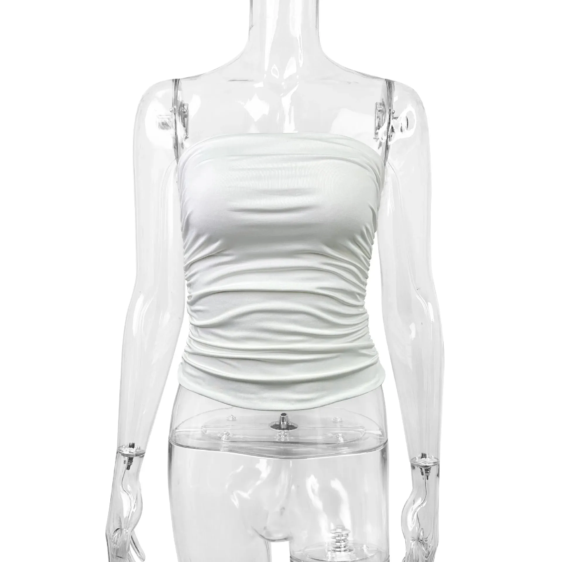 เซ็กซี่สีทึบปิดไหล่ Tank Top ผู้หญิงแขนกุด Bare Midriff Halter Crop Tops หญิง Tube Top Cropped Vest — image 6
