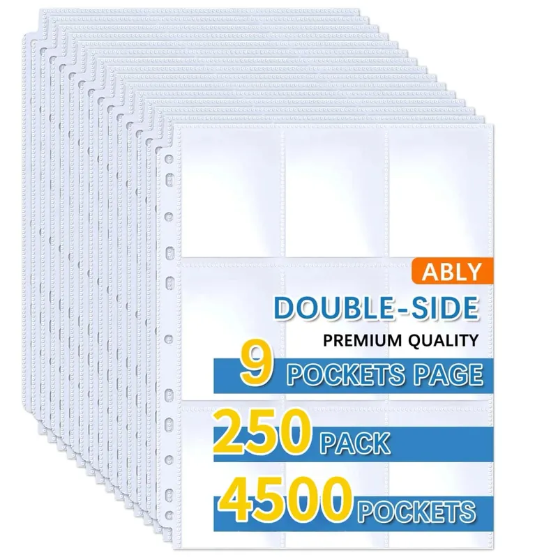 50-250 Pack 9 Pocket Page Protectors Card Sleeves Double Sided Holder Binder Pages Album Fit for YuGiOh MTG Game Sports Cards — image 10