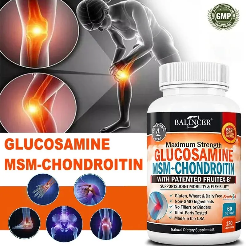 Glucosamine Chondroïtine MSM - Supplément de soutien articulaire pour hommes et femmes - Soulage l'inconfort articulaire 30/60/120 Capsules NON-OGM — image 4