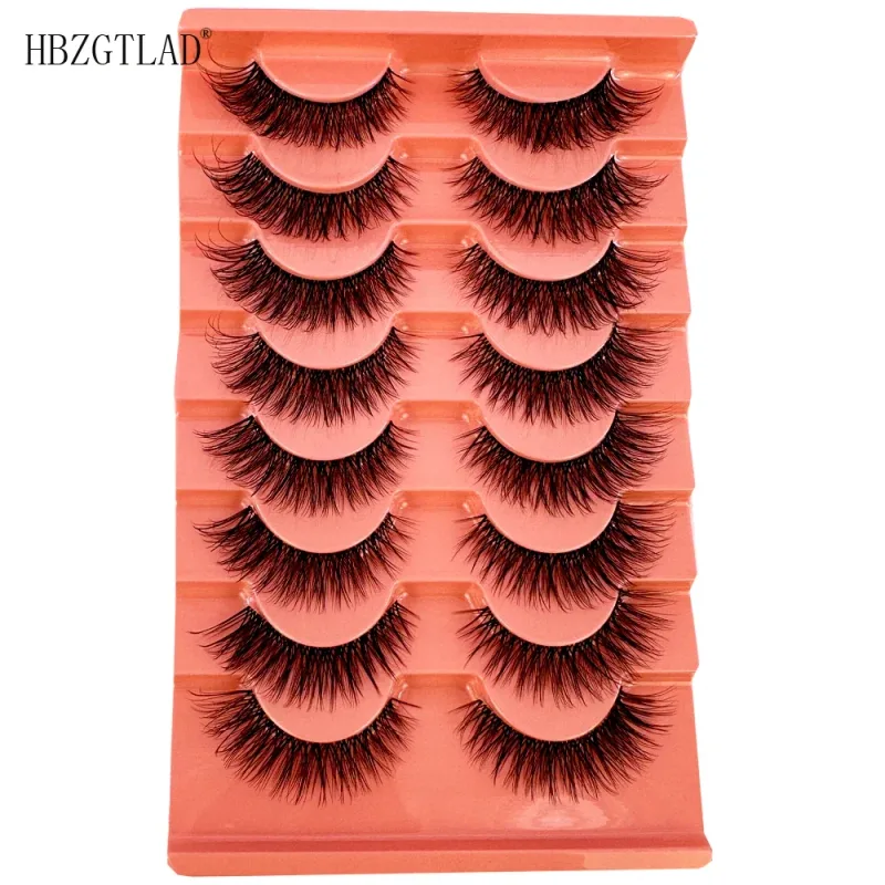 7/8 Paar Katzenaugen-Wimpern, Manga-Wimpern, 3D-Wimpern mit klarem Band, natürlich, halbe Wimpern, verlängerte Nerz-Wimpern, flauschige Wimpern — image 23