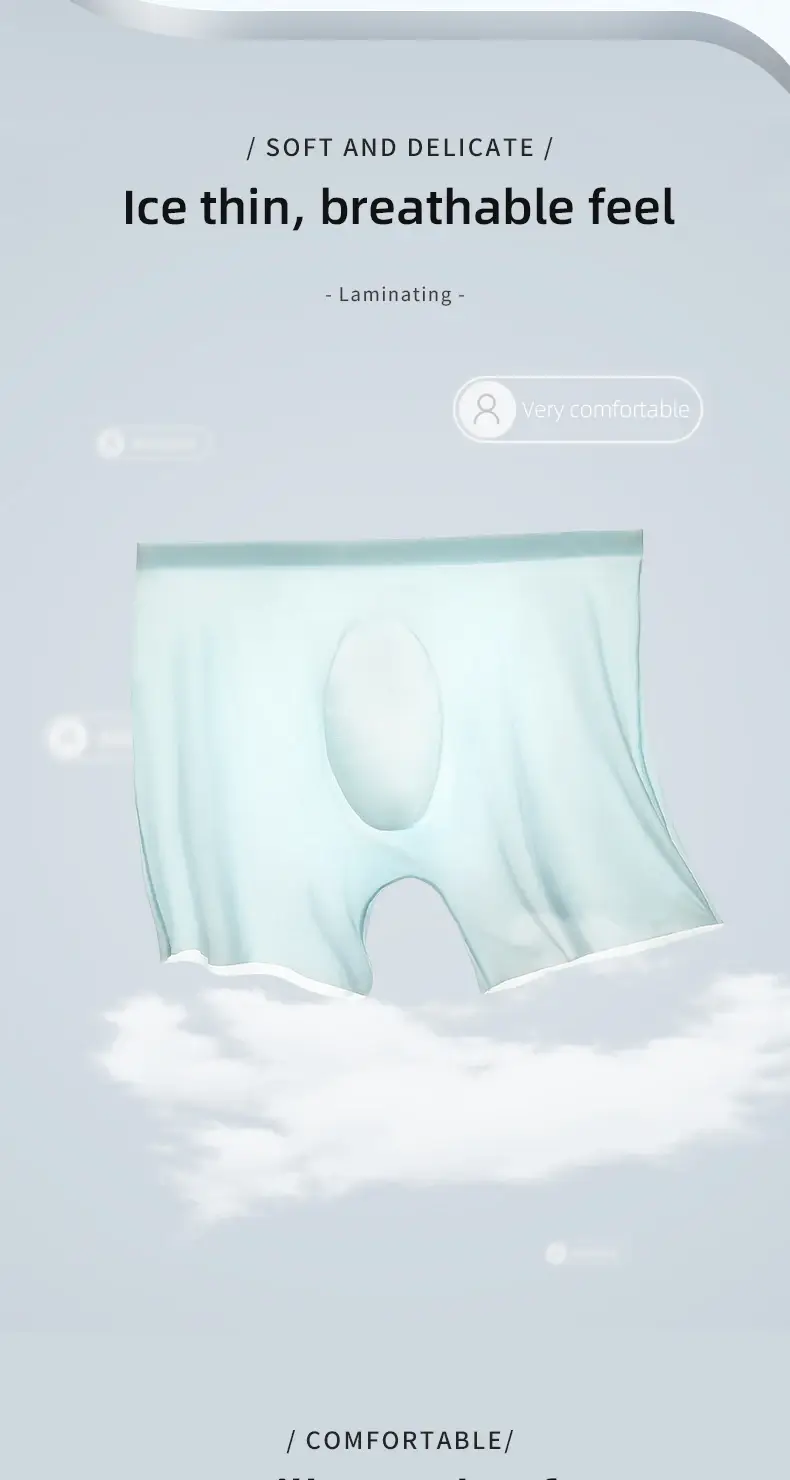 Ropa interior para hombres Calzoncillos tipo bóxer finos sin costuras de seda de hielo moldeados en 3D Pantalones cortos deportivos de verano de longitud extendida — image 4