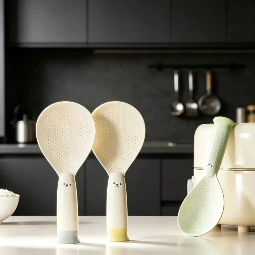 1 Stück stehender Reislöffel mit Saugnapf, antihaftbeschichtet, hitzebeständig, selbststehender Reispaddel für Reiskocher, Servieren und Kochen — image 8