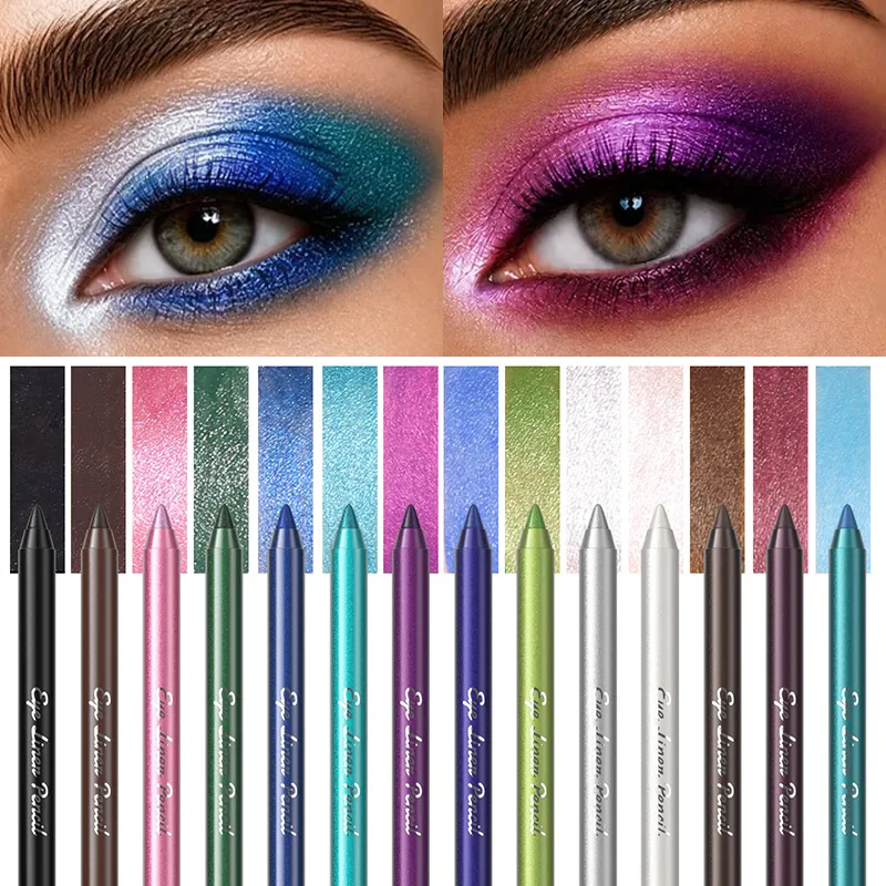 3 Buah Pensil Eyeliner Mutiara Biru Hijau Ungu Pensil Eyeshadow Multifungsi Riasan Eyeliner Pigmen Tinggi Tahan Air — image 1