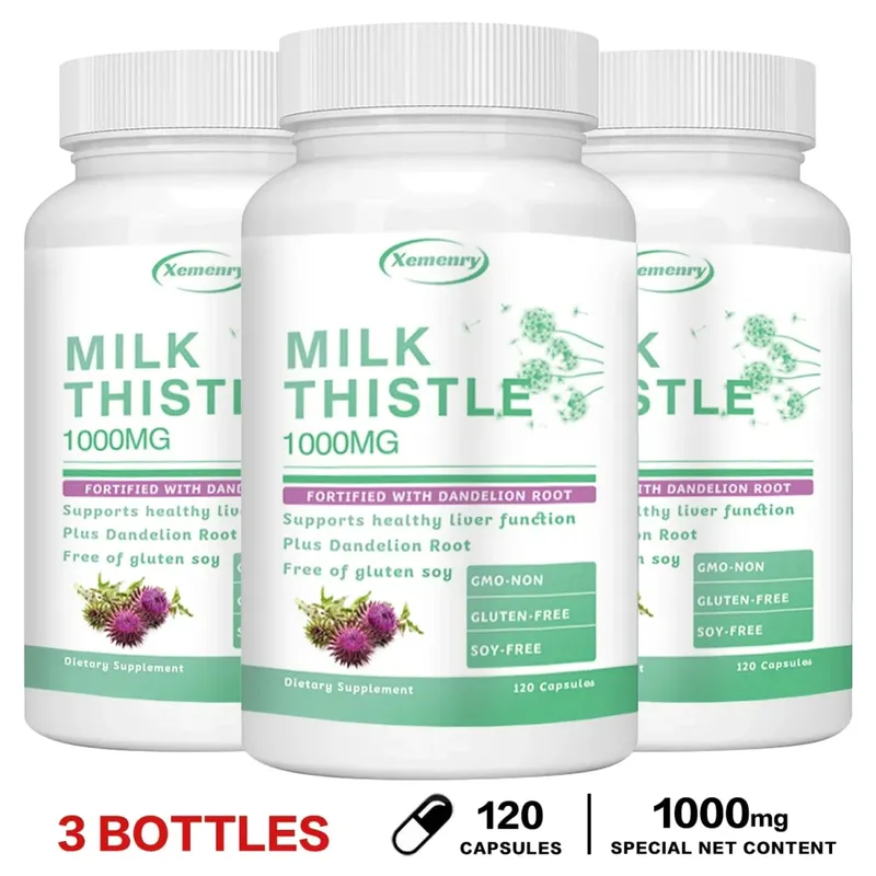 Milk Thistle Capsules 1000mg - พร้อมราก Dandelion - ดีท็อกซ์ตับและทำความสะอาดส่งเสริมผิวและอาหารเสริมสุขภาพทางเดินอาหาร — image 10