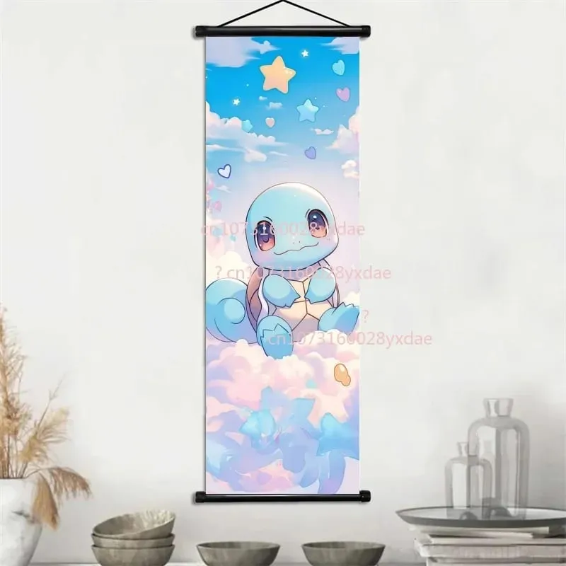 Klasyczny drukowany plakat Pokemon kreskówka ścienna grafika Gengar Squirtle Bulbasaur Pikachu wisząca zwój dekoracja pokoju rodzinnego — image 5