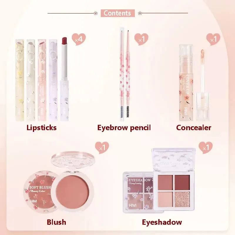 8 PCS Makeup Kit Waterproof Lipstick Eyebrow Pencil Concealer Blush Eyeshadow Palette Korean Cosmetics Full Set For Women — image 3