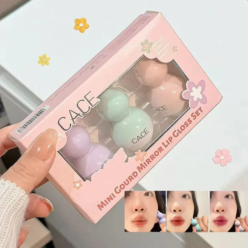 미니 조롱박 워터리 미러 립글레이즈 세트 3가지 색상 지속 모이스춰라이징 워터 글라스 립글로스 틴트 하이드레이팅 립 얼룩 키트 — image 5