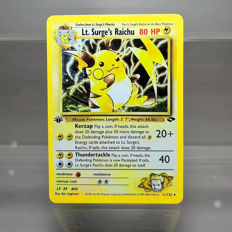 PKM Cards 1st Edition Gym Challenge 1996 Base Set Single Foil Cards Mewtwo Gengar Raichu Game Collection Cards PTCG Proxy Cards — image 3