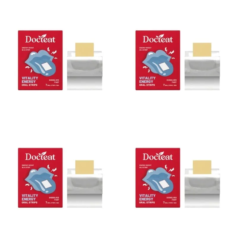 Docteat Vitality Energy Oral Strips, die im Mund schmelzen, lösen sich schnell auf, L-Theanin, kein Wasser erforderlich, bleiben wach, unterstützen 7 Strips — image 11