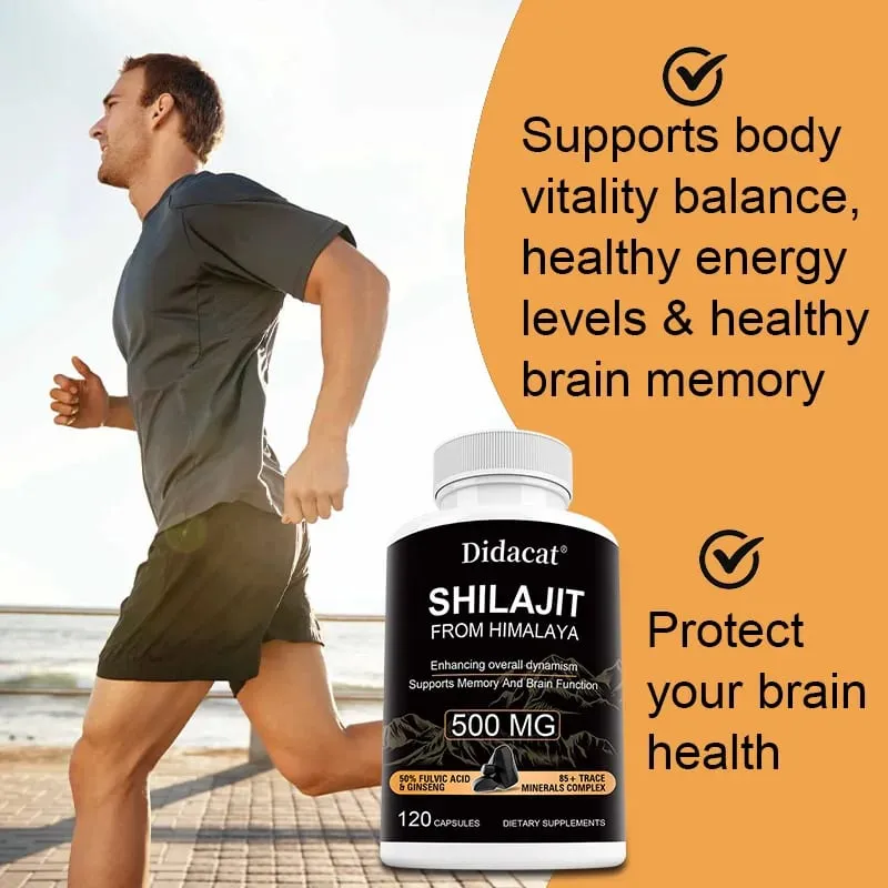 Shilajit with Ginseng Extract 500 Mg Helps Improve Overall Vitality Memory & Brain Function 85+ Trace Mineral Complex
