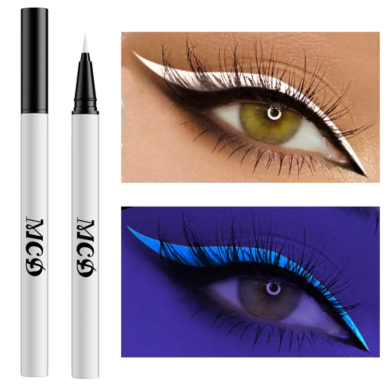 1PC UV Light Neon อายไลเนอร์ปากกาแต่งหน้าสีฟ้าสีเขียวกันน้ำสี Eye Liner ดินสอ Make Up เครื่องสำอางสีเหลืองสีม่วง — image 12