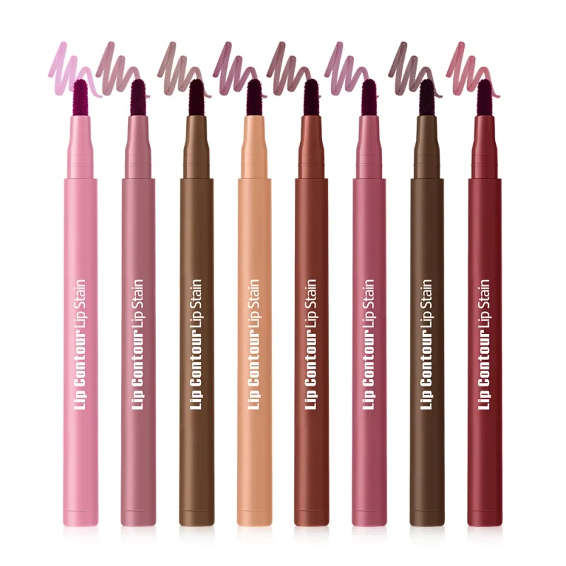 2-in-1 Lip Contour Lip Stain Pen Smudge-proof Non-stick Cup Moisturizing Lip Makeup Cosmetic Dual-Sided Tip Lip Stain & Liner — image 14