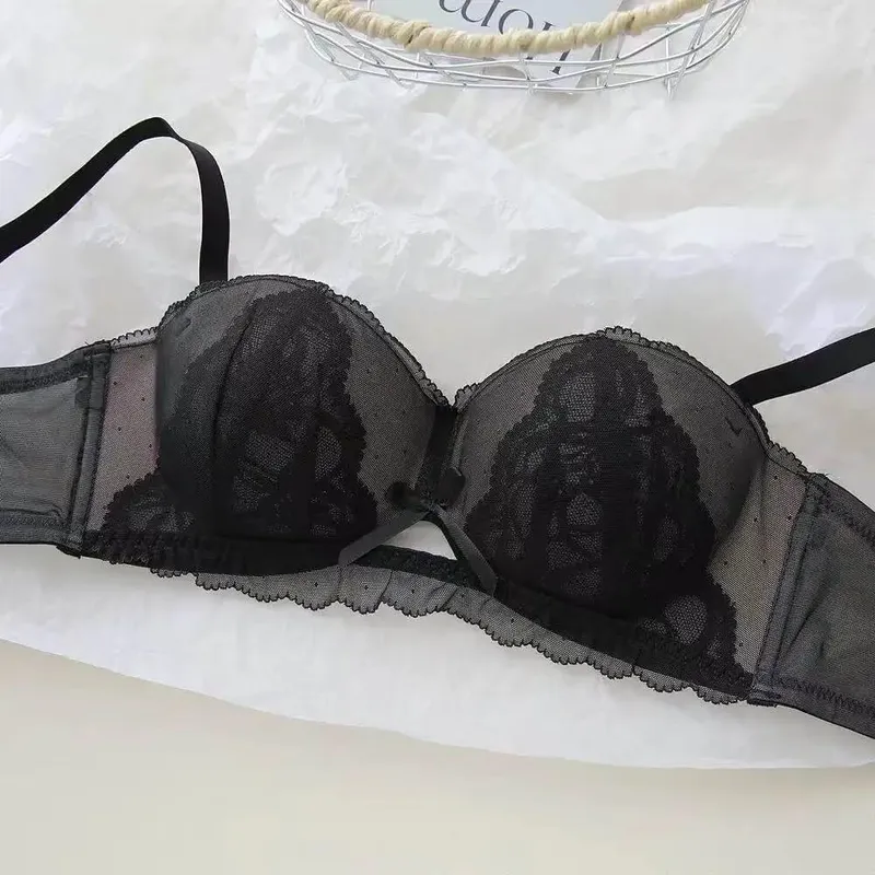 ภาษาฝรั่งเศสคำลูกไม้ครึ่งถ้วย Bra ชุดไร้สาย Push Up เล็กเพิ่มลิฟท์ป้องกันการหย่อนคล้อย Comfort ชุดชั้นในเซ็กซี่ชุดสำหรับสตรี — image 14