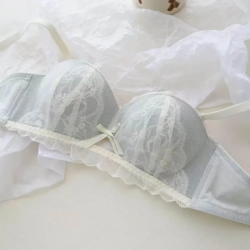 ภาษาฝรั่งเศสคำลูกไม้ครึ่งถ้วย Bra ชุดไร้สาย Push Up เล็กเพิ่มลิฟท์ป้องกันการหย่อนคล้อย Comfort ชุดชั้นในเซ็กซี่ชุดสำหรับสตรี — image 13