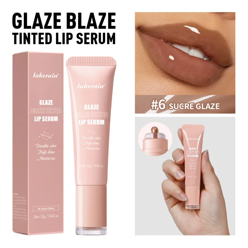 Siero per labbra colorato Smalto Idratante Alta brillantezza Colore duraturo Idratante Cura delle labbra Dewy Peachy Trattamento labbra non appiccicoso Trucco morbido — image 12