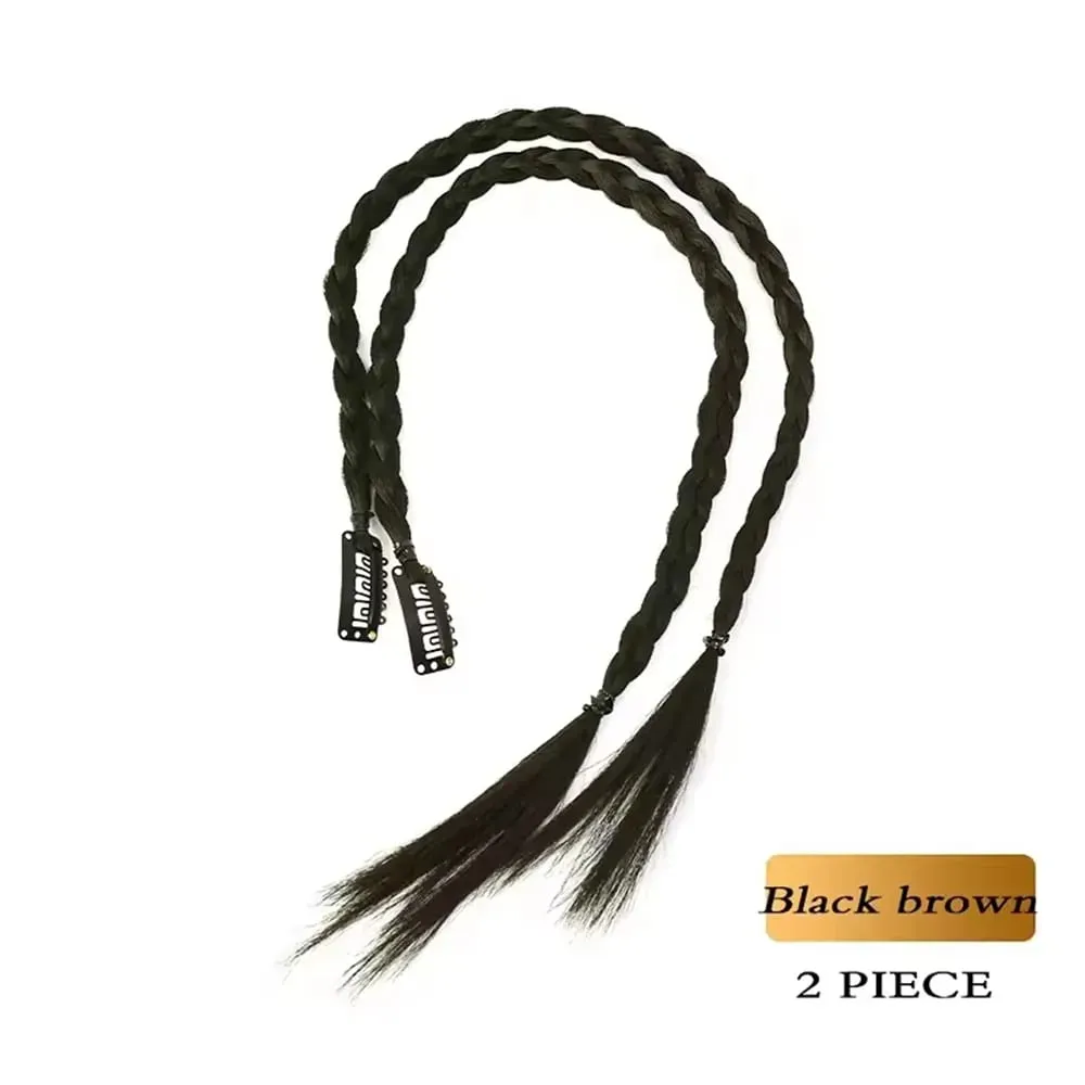 สังเคราะห์ 2pcs Braid วิกผม Strong BB คลิป Y2k เครื่องเทศสาวมวย Braid หางม้าน้ำหนักเบากล่อง Braid หางม้าชิ้นสำหรับสตรี