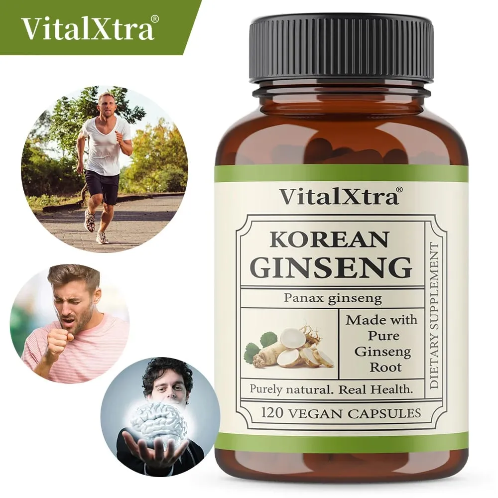 Supplément de ginseng coréen de 1 000 mg – Haute puissance pour la concentration énergétique, la vitalité et le soutien immunitaire pour les hommes et les femmes — image 1