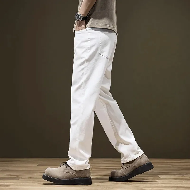 Grand homme jean blanc droit Extra Long garçons allongé grande taille 42 44 46 48 pantalon en Denim extensible en coton ample pantalon homme — image 3