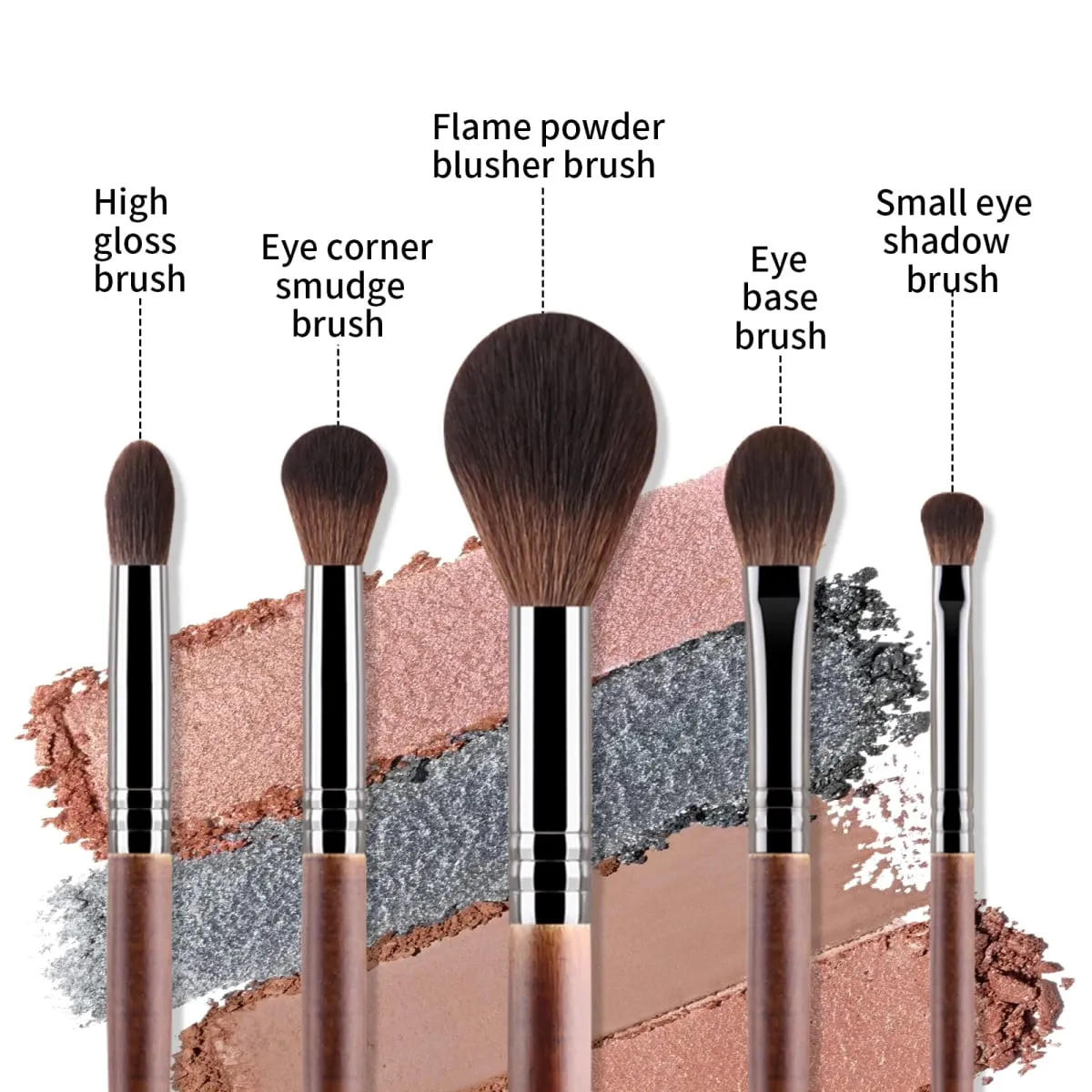 Set di pennelli per trucco naturale da 5 pezzi Kit di pennelli per trucco per ombretti per sfumare il pennello per trucco maquillage