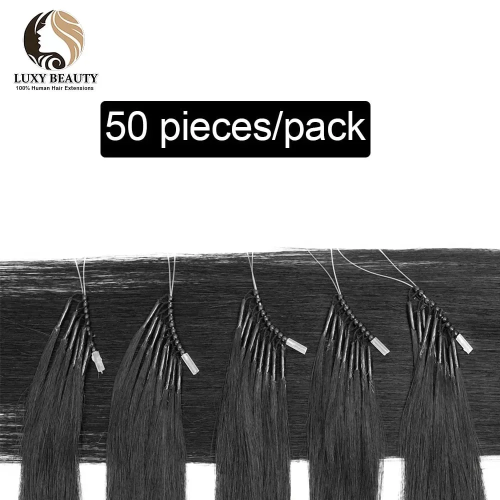 8D مايكرو الخرزة شعر مستعار بشري سيليكون حلقة نانو الشعر التمديد غير مرئية صغيرة سيليكون الخرز أسود براون شعر بشري أشقر — image 4