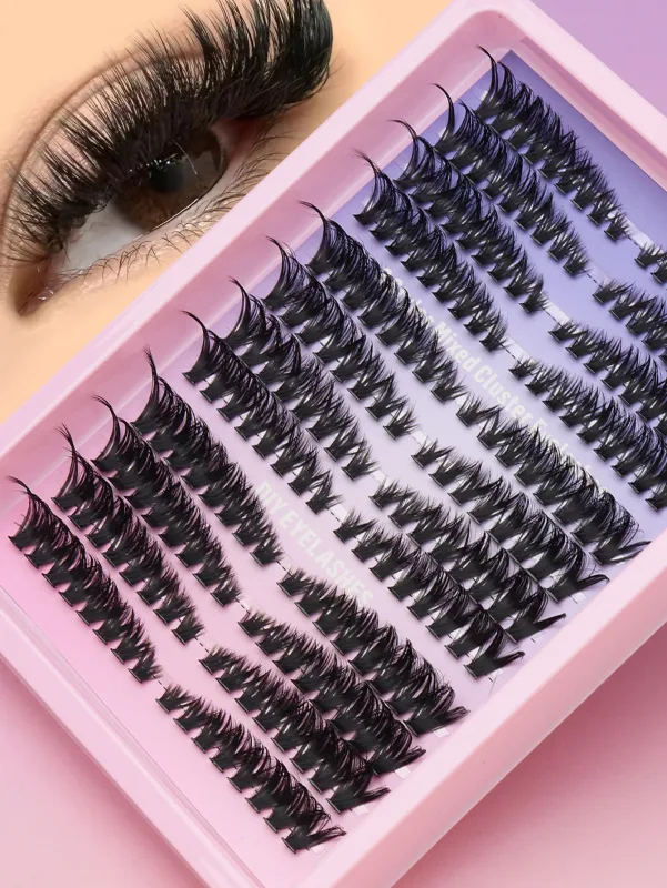 Cat Eye 16 rækker Cluster Lashes 406080100P Blandede DIY Individuelle øjenvipper Tykke Bakke DIY Eyelash Extension Wispy Volume Eyelashes — image 15